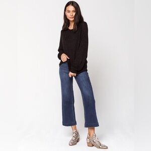 Volcom Women's Stone Scraper Jeans Wide Leg High Rise Ankle Crop Blue 27